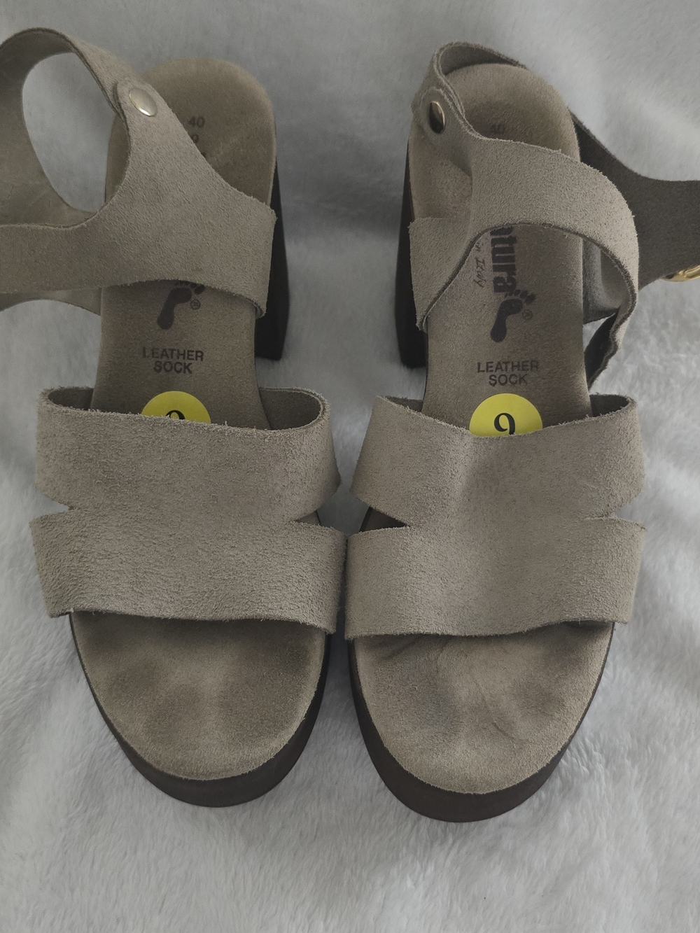 BioNatura Taupe Suede Strappy Platform Sandals